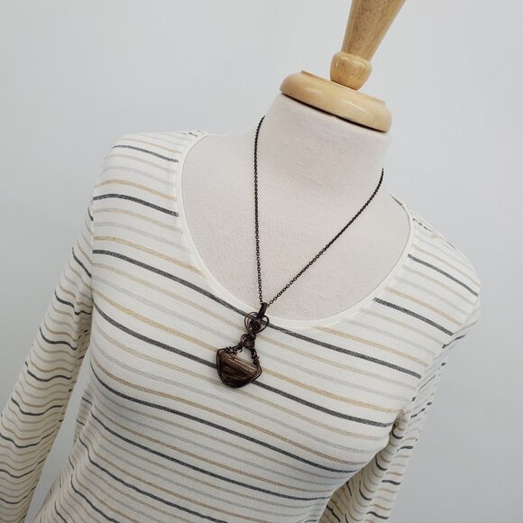 Chicos Womens S (0) Metallic Stripe Long Sleeve Top Minimalist Stretch Shirt - Picture 7 of 13